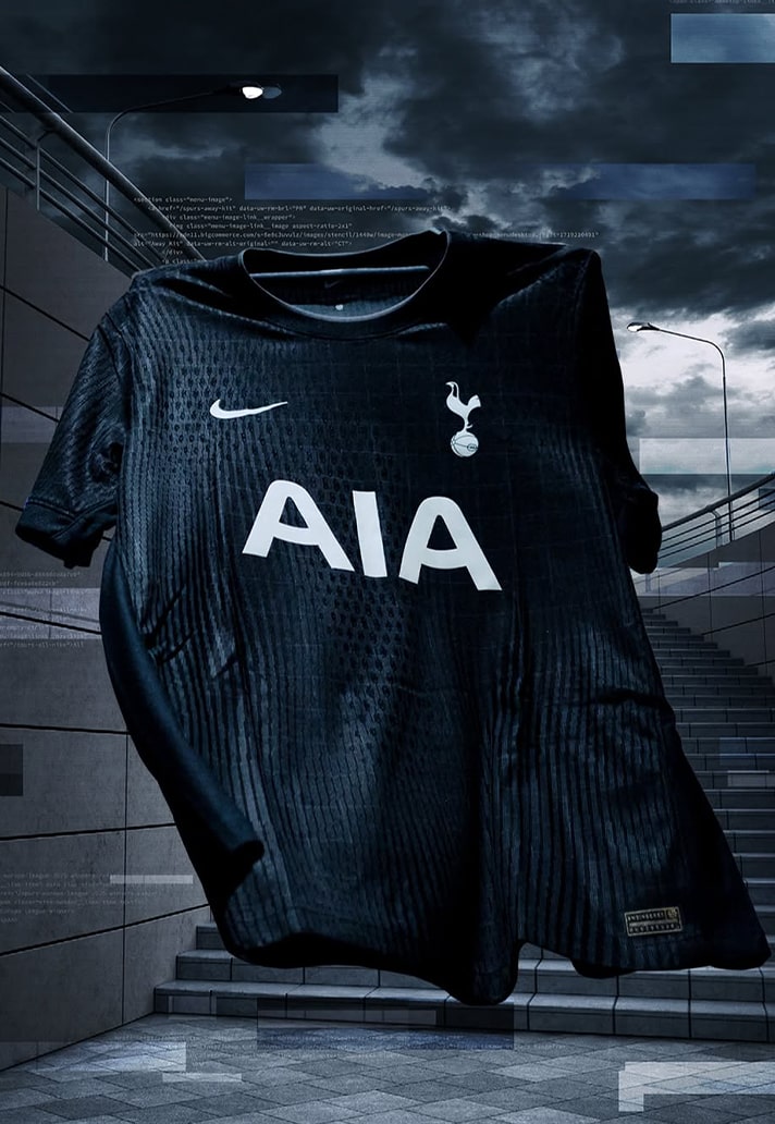 Football Spurs Black Kit Tottenham Hotspur 2025/26 Stadium Away